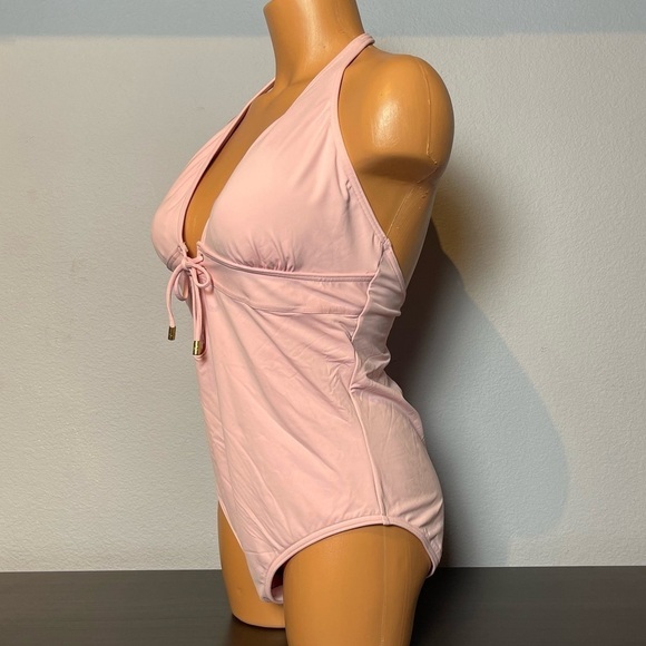 Nwt Michael Kors Deep V-Neck Pink Halter One Piece Swimsuit (SW15) - Picture 4 of 9